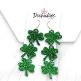 3" Lucky Shamrock Acrylic Dangles -Earrings