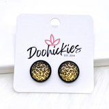 12mm Jungle Cat Singles in Black Settings -Earrings