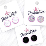 12mm Everyday Studs in Bright Pink Settings -Earrings