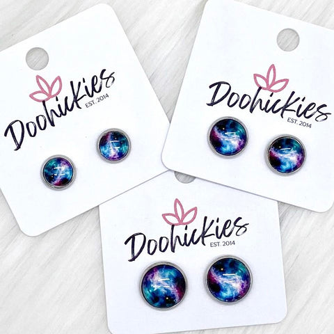 Galaxy Singles in Stainless Steel Settings -Earrings