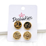 12mm Fleck & Gold Duos in Gold Settings -Earrings