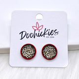 12mm Leopard Singles in Red Settings -Earrings