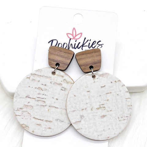 2" Walnut & White Birch Dangle Piggyback Corkies -Earrings