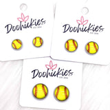 New Softballs in Stainless Steel Settings -Sports Earrings