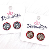 12mm Leopard Singles in Red Settings -Earrings