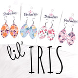 1.5" Lil' Iris Floral Leafs -Earrings
