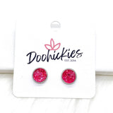 8mm Lil' Sparkles in Stainless Steel Settings -Summer Earrings