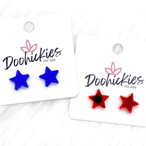 12mm Mirror Stars -Patriotic Earrings