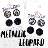 12mm Metallic Leopard Duos in Black Settings -Earrings