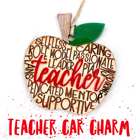 Apple Teacher Car Charm - Back to School Accessories