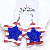 3-D American Stars -Patriotic Earrings