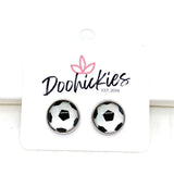 Soccer Singles in Stainless Steel Settings -Sports Earrings