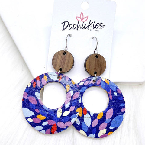 2.5" Wood & Autumn Confetti Double O Corkies -Earrings
