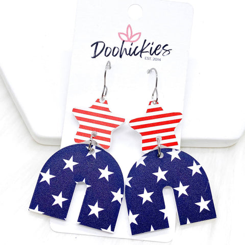 2" All American Acrylic Chunky Rainbows -Patriotic Earrings