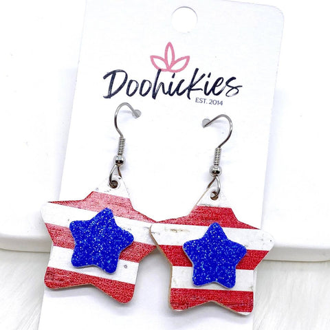 3-D American Stars -Patriotic Earrings