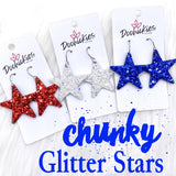 1.5" Chunky USA Glitter Stars