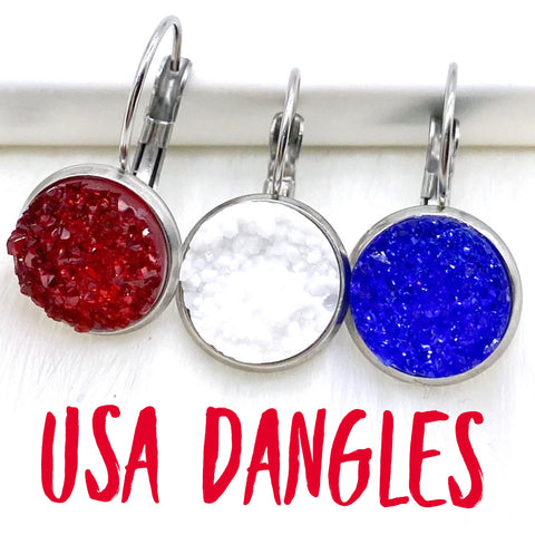 USA Round Dangles -Patriotic Earrings