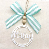 Striped Bows & White Car Charms