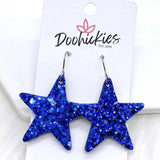 1.5" Chunky USA Glitter Stars -Patriotic Earrings