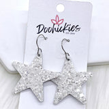 1.5" Chunky USA Glitter Stars -Patriotic Earrings