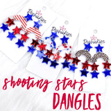 2" Shooting Star Patriotic Acrylic Dangles -Patriotic Earrings