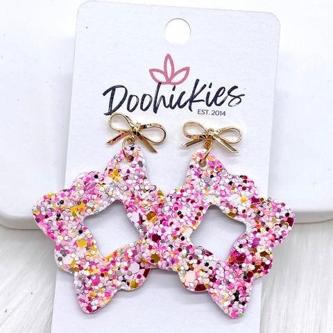 2" Valentine Cotton Candy Glitter Lacies -Earrings