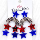 2" Shooting Star Patriotic Acrylic Dangles -Patriotic Earrings