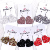 1.25" Valentine Glitter Cork Hearts -Earrings