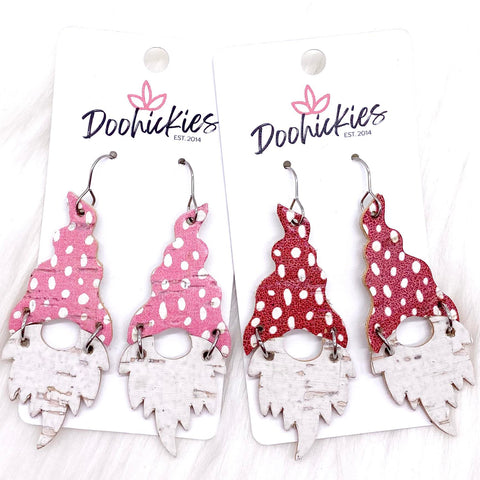 2.5" Doodle Dot Valentine Gnomes -Earrings