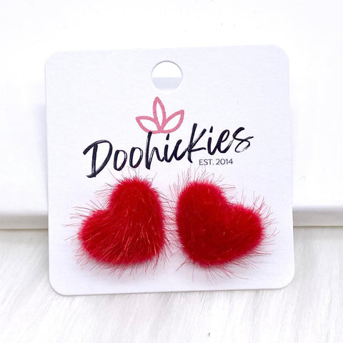 14mm Fuzzy Valentine Hearts -Earrings