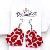 1.25" Raised Valentine Leopard Hearts -Earrings