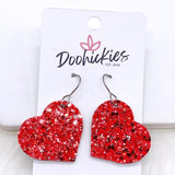 1.25" Valentine Glitter Cork Hearts -Earrings