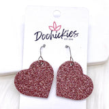 1.25" Valentine Glitter Cork Hearts -Earrings