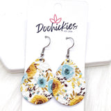 1.5" Watercolor Flowers Mini Collection (Leather) -Earrings