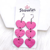 2.5" Valentine Heart Drop Corkies -Earrings
