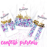 Teal Confetti Presents -Birthday Earrings