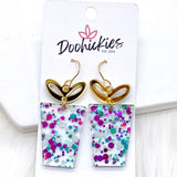 Teal Confetti Presents -Birthday Earrings