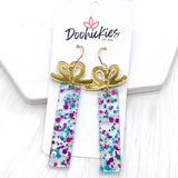 Teal Confetti Presents -Birthday Earrings