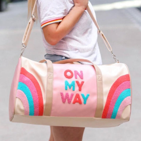On My Way Rainbow Chenille Duffel Bag