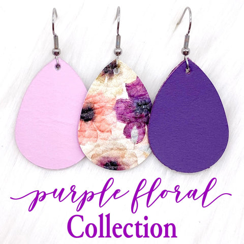 1.5" Pretty Purple Floral Mini Collection -Earrings
