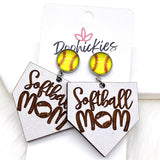 2" Ball Mom Dangles- Sports Earrings