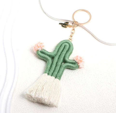 Cactus Macrame Keychain