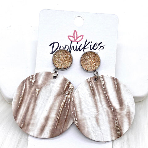 2" Champagne & Beachwood Piggyback Dangle Corkies -Earrings