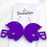 1.5" Shiny Helmet Acrylic Dangles -Sports Earrings