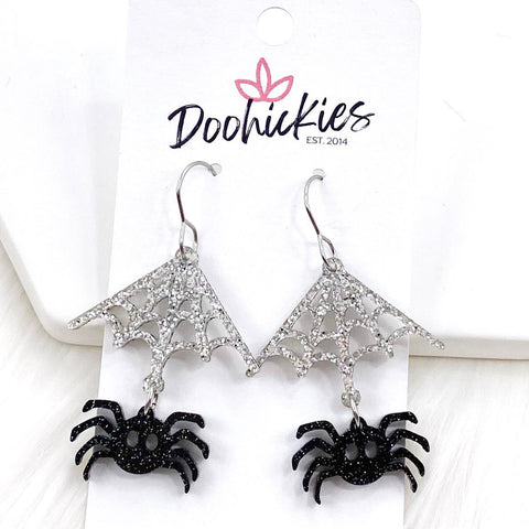 1.5" Glittery Spider Acrylics -Halloween Earrings