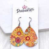 1.5" Boho Daisies Mini Collection -Fall Leather Earrings