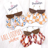 2.5" Walnut & Fall Cork Loopies- Fall Earrings