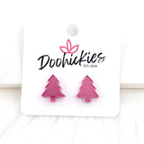 15mm Pinky Trees Studs -Christmas Earrings