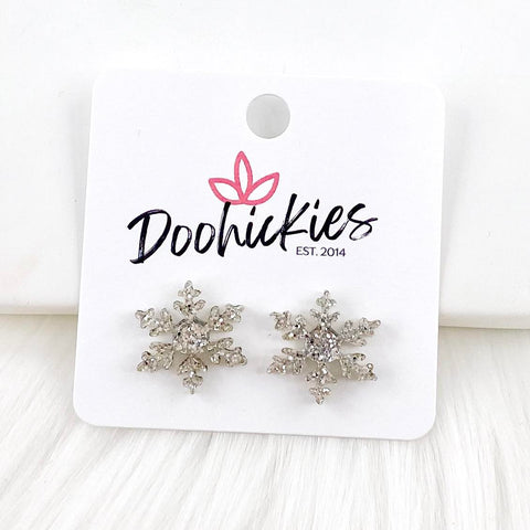 Glittery Snowflake Studs -Christmas Earrings