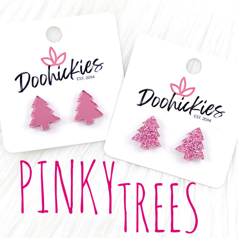 15mm Pinky Trees Studs -Christmas Earrings